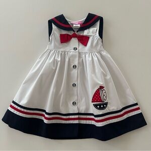 Good Lad 3T Toddler Girl Nautical Sailboat Dress Red Bow NWT Summer